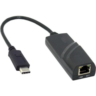 Afbeelding van USB C naar RJ45 Gigabit Ethernet LAN adapter USB3.0 CAT6 / zwart 0,15 meter