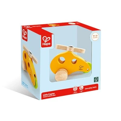 Afbeelding van Hape E0051 Little Copter Wooden Push and Pull Along Toy Suitable for 10 months up