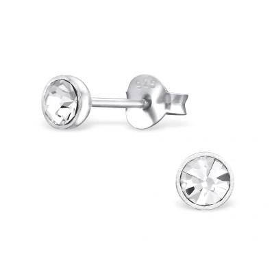 Afbeelding van JoyS Zilveren ronde oorbellen 4 mm kristal oorknoppen