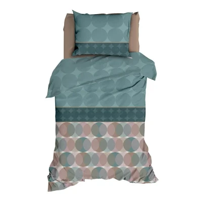 Afbeelding van Dekbedovertrek Satin d&#039;Or Cercles Grijs Mineral Satijn 140 x 200 / 220 cm 1 Persoons