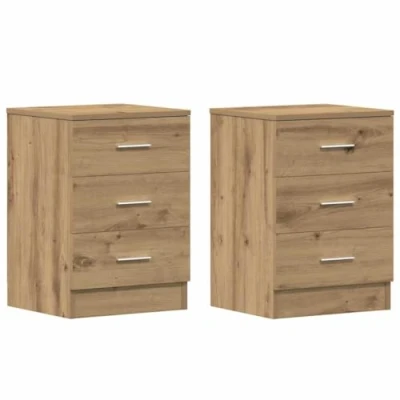 Afbeelding van vidaXL Nachtkastjes 2 st 38x35x55cm bewerkt hout artisanaal eikenkleur