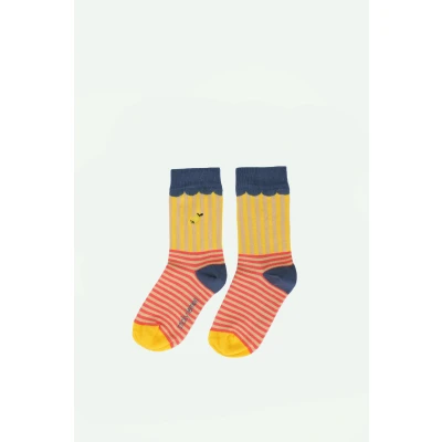 Afbeelding van Sticky Lemon socks stripes submarine yellow + coral pink