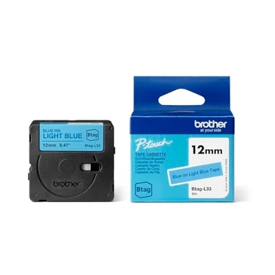 Afbeelding van Brother Original Btag L33 Labeltape, 12 mm, 4 m lang, blauw/lichtblauw