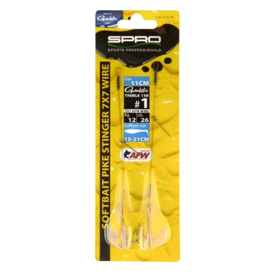 Afbeelding van Spro Softbait Pike Stinger 7x7 Wire (12 kilo) Maat : 10cm haak 2 14 20cm