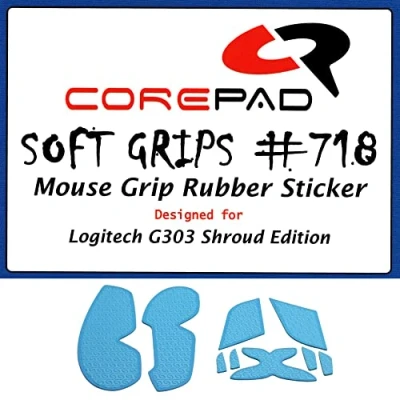 Afbeelding van Corepad Soft Grips Zelfklevende voorgesneden anti slip stickers voor PC Gaming muizen (Blue, Logitech G303 Shroud Edition)