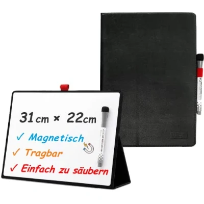 Afbeelding van iNenya Magnetisch Klein Whiteboard, Opvouwbaar Draagbaar Whiteboard voor Kinderen, Wisbaar Board Bureau, Kleine Stand Desktop, incl. 1 Marker met Gum, 31cm x 22cm (A4)