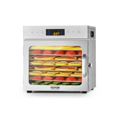 Afbeelding van VEVOR Voedseldroger 8 Laden Roestvrij Staal 400W voor Gedroogd Fruit