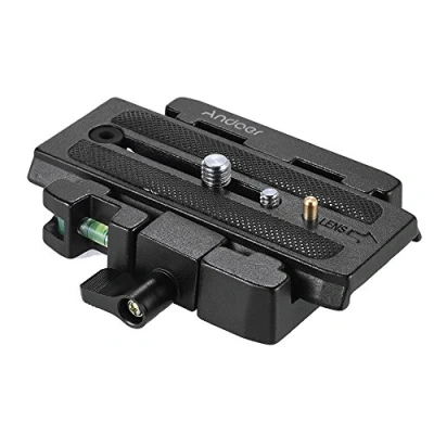 Afbeelding van Andoer Statief snelkoppelingsplaat, snelwisselplaat adapter plaat met 1/4 3/8 inch schroef compatibel Manfrotto 501 500 Ah 701HDV 503HDV Q5 kop
