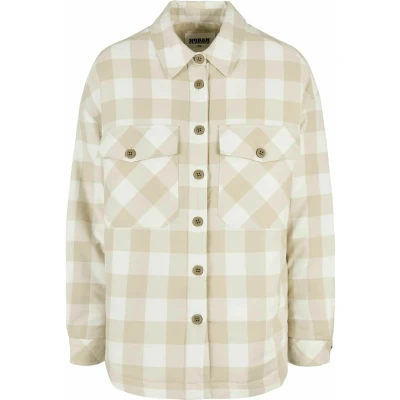 Afbeelding van Urban Classics Langarm Overhemdblouse, Dames, Maat: XS, Whitesand lighttaupe