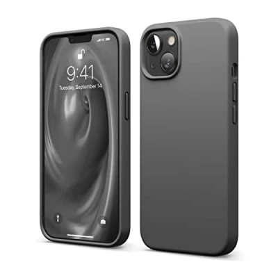 Afbeelding van elago Liquid Silicone Case Compatibel met iPhone 13 Hoesje (6.1&quot;), Complete Full Body Beschermhoes Schokbestendig, Anti Kras Zachte Microfiber Voering (Donkergrijs)