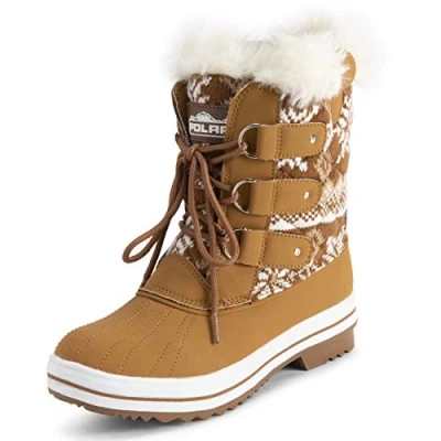 Afbeelding van Polar dames halfgevulde thermische duurzame rubberen zool waterdichte wintersneeuw namaakbontlaarzen Tan Cardy UK9 / EU42 YC0635