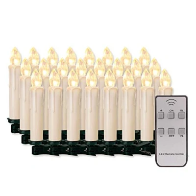 Afbeelding van 20/30/40/50/60 stuks LED kaarsen, kerstverlichting, draadloze dimbare vlamloze kerstkaarsen voor de kerstboom, kerstdecoratie, bruiloften, verjaardagen, feesten (melkwitte kaars, 30 stuks)