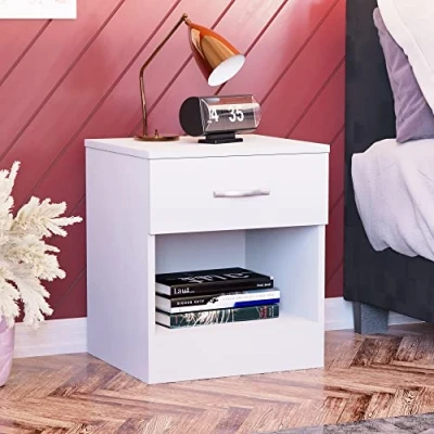 Afbeelding van Vida Designs Nachtkastje, 1 lade, handgrepen en geleiders van metaal