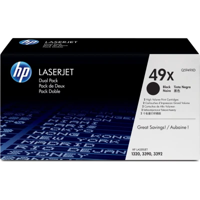 Afbeelding van HP 49A Originele LaserJet tonercartridge zwart XL dubbelpak 12.000 pagina&#039;s. 2 verpakking van