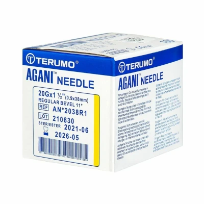 Afbeelding van Terumo Agani injectienaalden 20 G, 38 x 0,90 mm Geel 100 stuks