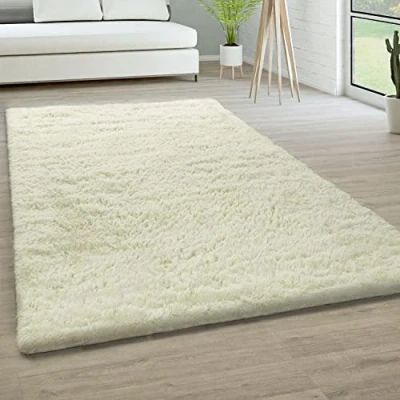 Afbeelding van Tapijt Hoogpolig Vloerkleed Woonkamer Vacht Imitatiebont Shaggy Wollig Eenkleurig, Maat:200x290 cm, Kleur:Wit