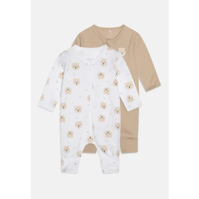 Afbeelding van Name it Nbnnightsuit ZIP BEAR Unisex 2 PACK Pyjama voor kinderen, Maat: 50, Oxford tan