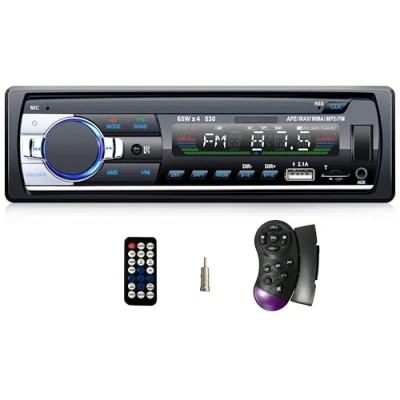 Afbeelding van iFreGo Autoradio Bluetooth5.0 Handsfree, Stereoradio met MP3 speler WMA FM afstandsbediening, Autostereo USB/AUX/TF speler, 1 DIN RDS snellaadfunctie, ondersteuning voor iOS, Android, 60WX4
