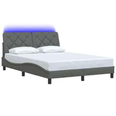 Afbeelding van vidaXL Bedframe met LED verlichting stof donkergrijs 120x200 cm