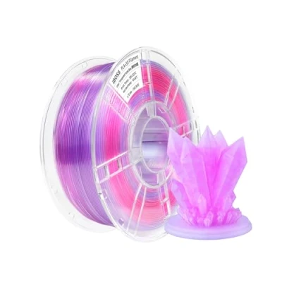 Afbeelding van iBOSS Gradient PLA Plus 3D printerfilament, 1,75 mm +/ 0,02 mm, 1 kg spoel, transparant tweekleurig Pro geschikt voor de meeste FDM printers, paars en blauw