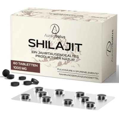 Afbeelding van Shilajit tabletten 30.000 mg, 60 stuks Himalaya (1000 mg per portie), rijk aan meer dan 85 mineralen en fulvinezuur, handiger hars (60 tabletten) (Pack of 1)