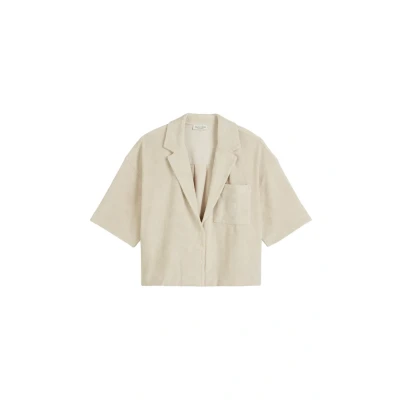 Afbeelding van Marc O&#039;Polo Relaxed SOFT Overhemdblouse, Dames, Maat: Large, Silky stone