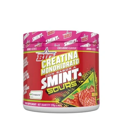 Afbeelding van BIG Creatin Creapure ® creatine monohydraat, creapure, fysieke prestaties en herstel, premium grondstof, snel intrekkend veganistisch, 210 g, Smint Sours Strawberry