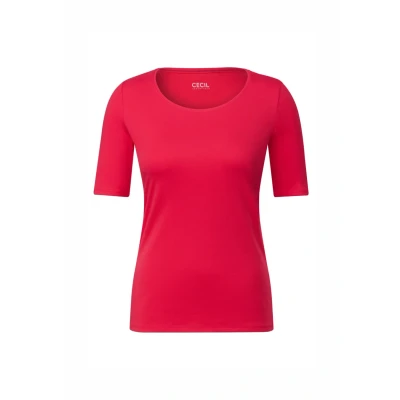 Afbeelding van Cecil Tshirt basic, Dames, Maat: 34, Rot