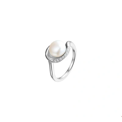 Afbeelding van Zilver Gerhodineerde Ring parel en zirkonia 1322323 16.50 mm (52)