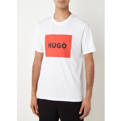 Afbeelding van HUGO BOSS heren T shirt met logoprint in de kleur Wit, maat: M