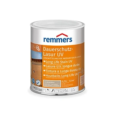 Afbeelding van Remmers Houtbeits Long Life UV zilvergrijs, 0,75 liter, oplosmiddelhoudende bescherming voor hout buiten, hoge ook lichte tinten en kleurloos UV+, blokvast, weerbestendig