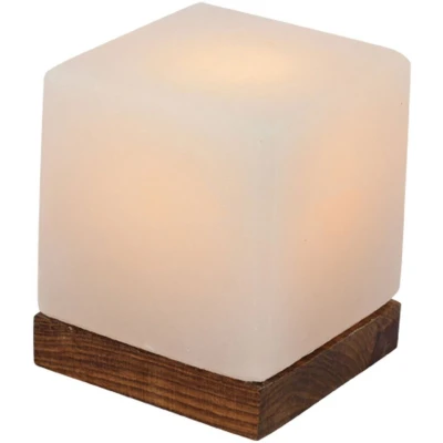 Afbeelding van HIMALAYA SALT DREAMS zoutkristal tafellamp Kubus Met de hand gemaakt van iedere steen uniek, H: ca.9 cm (1 stuk)