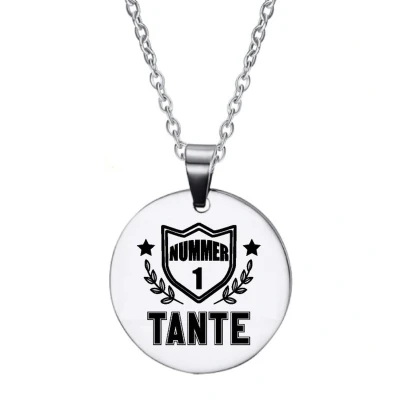 Afbeelding van Ketting RVS Rond Zilver Nummer 1 Tante