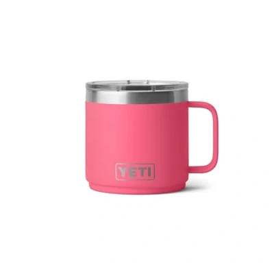 Afbeelding van YETI Rambler Mug, Vacuum Insulated Stainless Steel Stackable Mug with Magslider Lid, Tropical Pink, 14 oz (414 ml)