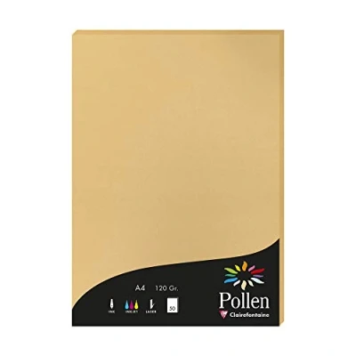 Afbeelding van Clairefontaine Ref 4279C Stuifmeel gekleurd papier (Pack van 50 vellen) A4 (210 x 297mm), 120gsm papier, inkjet &amp; laser printer compatibel, zuurvrij karamel