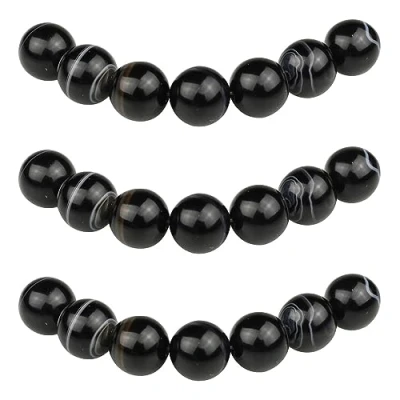 Afbeelding van MJDCB 4mm 85 stuks Stenen Kralen Zwarte Gestreepte Agaat Ronde Losse Natuurlijke Halfedelsteen Voor het Maken van Sieraden Armbanden Kettingen
