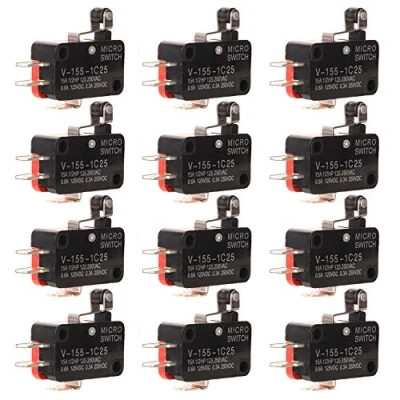 Afbeelding van Gebildet 12pcs V 155 1C25 Micro Eindschakelaar,Scharnierrol Momentary Cherry Drukknop SPDT Snap Actie Perfect,Apparaat en Elektronische Apparatuur