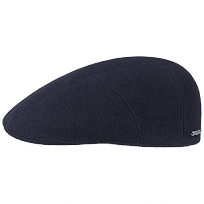Afbeelding van Stetson Reid Wool Pet met Kasjmier Heren Made in the EU wollen cap flat hat klep voering voor Herfst/Winter L (58 59 cm) blauw