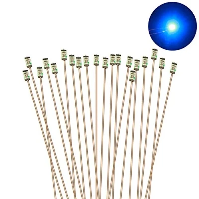 Afbeelding van Evemodel C0603B 20 Stks Pre gesoldeerde Micro 0.1mm Koper Bedrade BLAUW SMD Led 0603 NIEUW