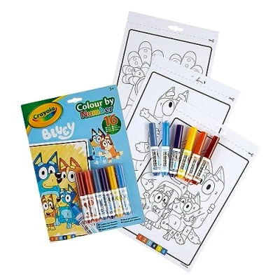 Afbeelding van CRAYOLA Kleur op nummer Bluey (inclusief 16 kleurpagina&#039;s en 6 mini markers) educatief kleurplezier Voor jonge jaren kinderen vanaf 3 jaar