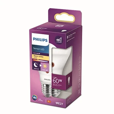 Afbeelding van Philips Lighting 78269600 LED lamp Energielabel F (A G) 7.5 W = 60 Warmwit (Ø x l) 6.2 cm 11.4 Incl. daglichtsensor 1 stuk(s)