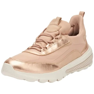 Afbeelding van Geox D Spherica Actif Sneakers laag, Dames, Maat: 38, Nude rose gold Leer en textiel