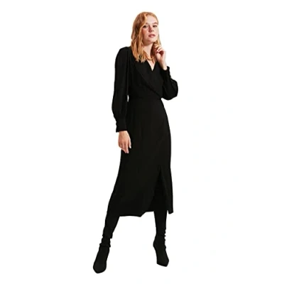 Afbeelding van Trendyol Fuchsia Double Breasted Slit Gedetailleerde Midi Geweven Jurk Twoaw21El0230