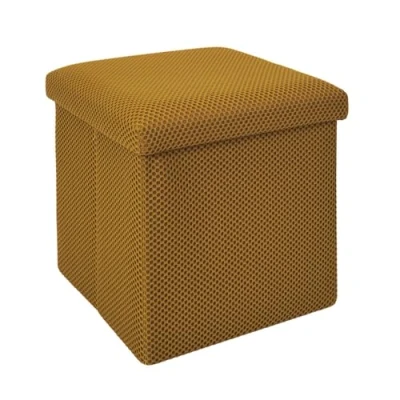 Afbeelding van Home Deco Factory Poef/hocker Atome opvouwbaar stof opbergbox okergeel polyester/mdf 38 x cm
