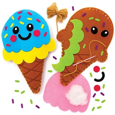 Afbeelding van Baker Ross FE391 Ijsjes Kussen Naai Sets Pakket van 2, set voor Kinderen, Creatieve Activiteiten Ideaal Knutselproject