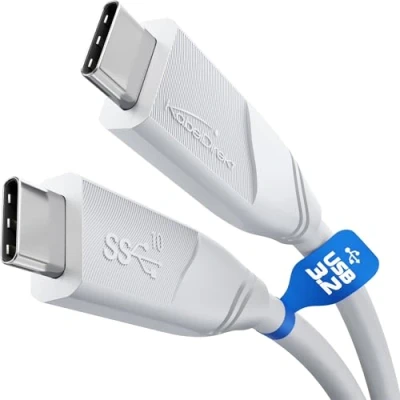 Afbeelding van KabelDirekt USB C kabel, 3.2 Gen 2 1 m (USB naar C, datakabel/oplaadkabel, tot 10 Gbit/s en 100 W laadstroom met Power Delivery/PD 3, geïntegreerde chip, wit)