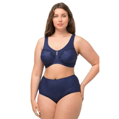 Afbeelding van Ulla Popken Beha voor dames, zonder beugel, strasshanger, cup C G beha, Donkerblauw, 130G