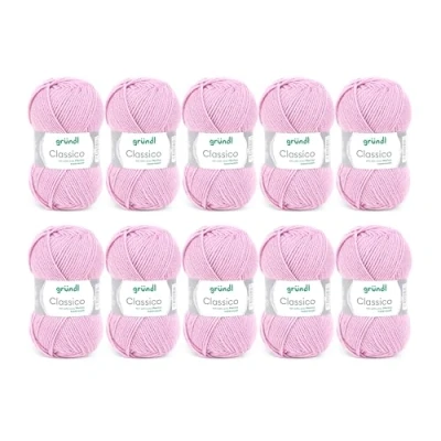 Afbeelding van Gründl Classico wol (Oeko Tex® gecertificeerd breigaren van 50% scheerwol (merino) &amp; polyacryl, 50 g/120 m, naalddikte: 3,5 4,5, 10 bollen à g), roze