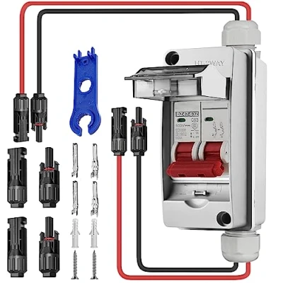 Afbeelding van DC scheidingsschakelaar, PV installatie, stroomschakelaar, IP65 waterdicht, 32 A, 500 V fotovoltaïsche stroomonderbreker voor module,