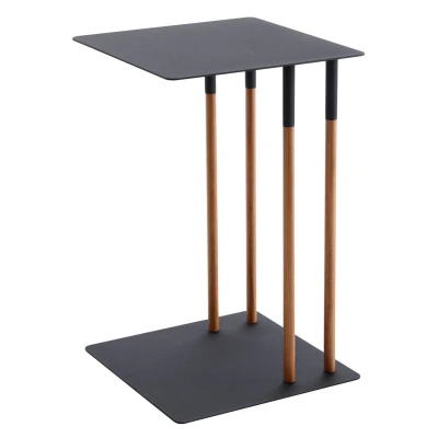Afbeelding van Yamazaki Bijzettafel Plain Vierkant Zwart Naturel Hout 35x35x55cm